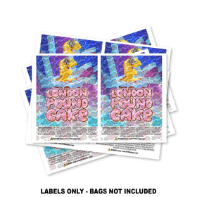 Étiquettes pour sacs Mylar London Pound Cake UNIQUEMENT