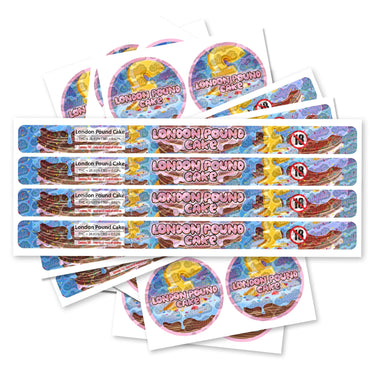 London Pound Cake Pre - Labeled 3.5g Self - Seal Tins - 60pcs