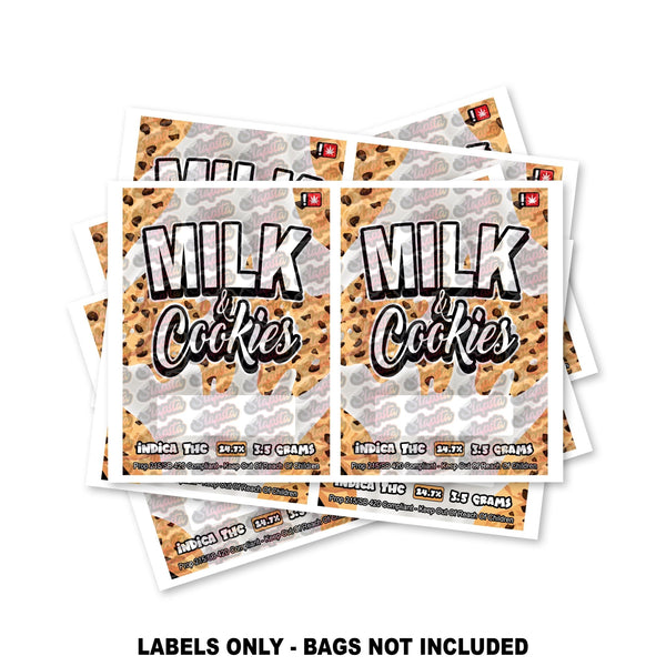 Milk and Cookies Mylar Bag Labels ONLY - SLAPSTA