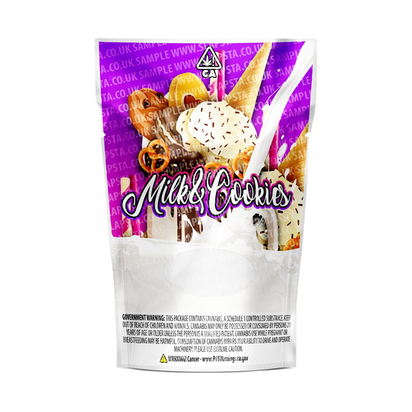 Milk and Cookies Mylar Pouches Pre-Labeled - SLAPSTA