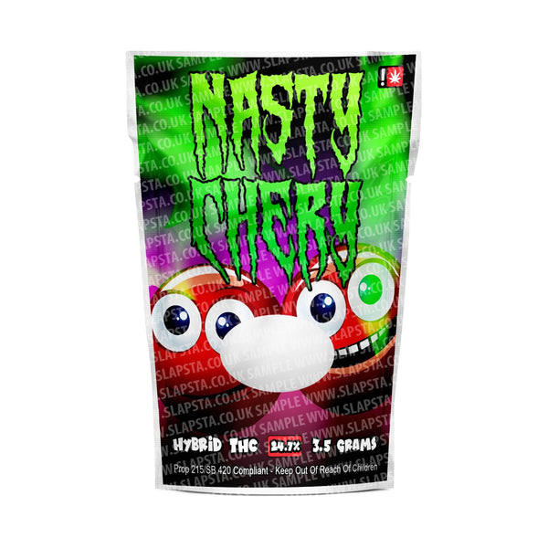 Nasty Cherry Mylar Pouches Pre-Labeled - SLAPSTA