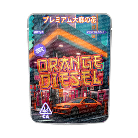 Orange Diesel Mylar Pouches Pre-Labeled