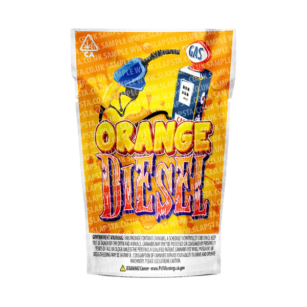 Orange Diesel Mylar Pouches Pre-Labeled - SLAPSTA