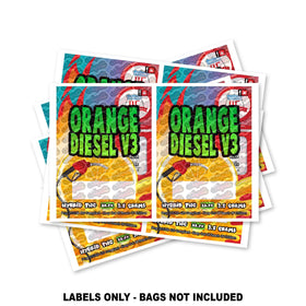 Étiquettes pour sacs Mylar Orange Diesel V3 UNIQUEMENT