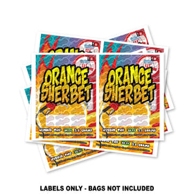 Étiquettes pour sacs Mylar Orange Sherbet UNIQUEMENT