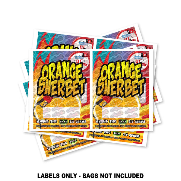 Orange Sherbet Mylar Bag Labels ONLY - SLAPSTA