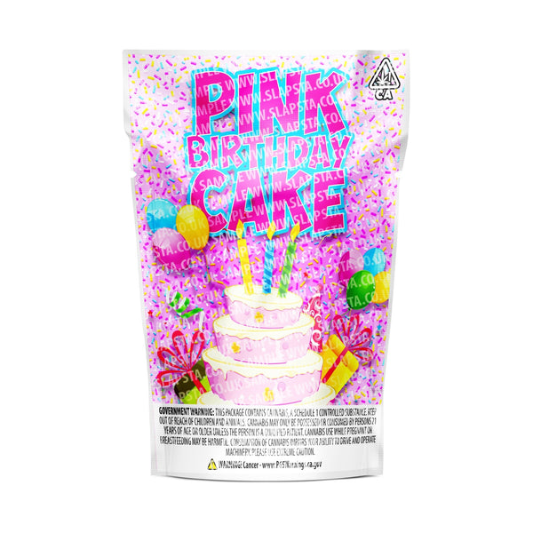 Pink Birthday Cake Mylar Pouches Pre-Labeled - SLAPSTA