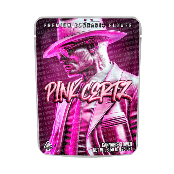 Pink Certz Mylar Pouches Pre-Labeled - SLAPSTA