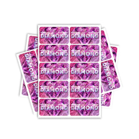 Étiquettes pré-enroulées rectangulaires en diamant rose