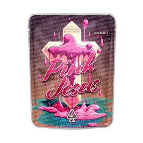 Pink Jesus Mylar Pouches Pre-Labeled