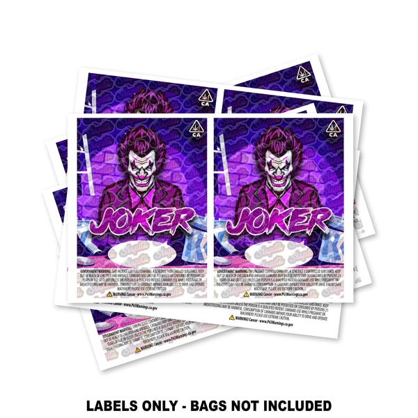 Pink Joker Mylar Bag Labels ONLY - SLAPSTA