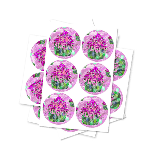 Pink Muffins Circular Stickers - SLAPSTA