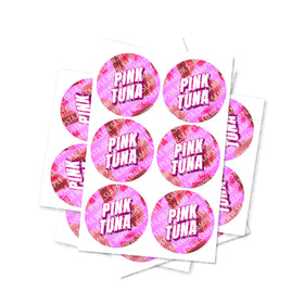 Pink Tuna Circular Stickers