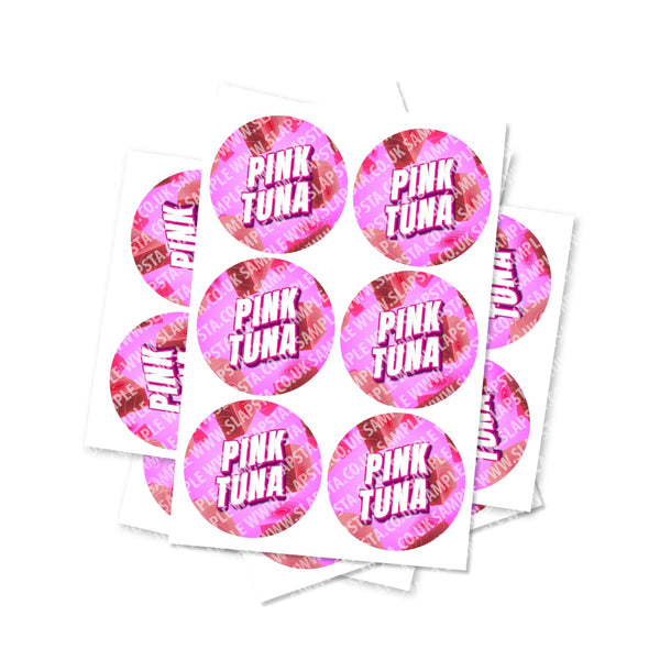 Pink Tuna Circular Stickers - SLAPSTA