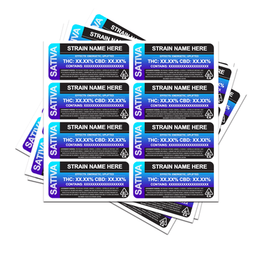 Pre-Roll Strain Labels - 50pcs / Blue-Violet / California Warning