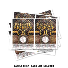 Étiquettes pour sacs Mylar Private Reserve OG UNIQUEMENT