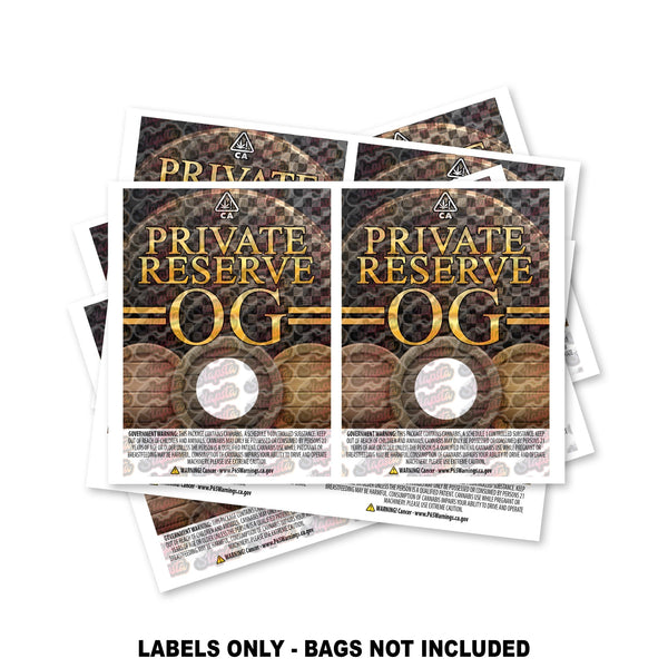 Private Reserve OG Mylar Bag Labels ONLY - SLAPSTA