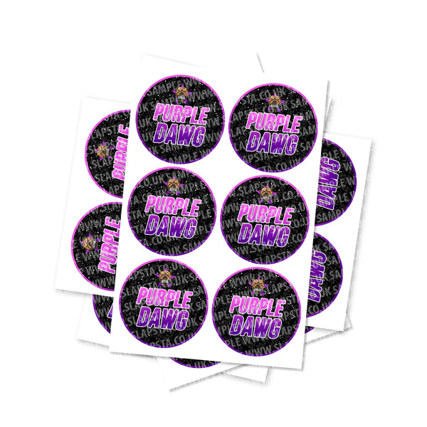 Purple Dawg Circular Stickers - SLAPSTA