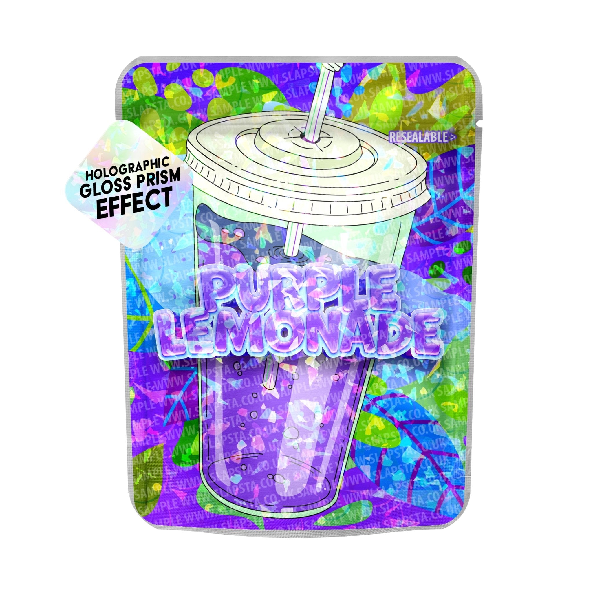Purple Lemonade Holographic Prism Mylar Bags | SLAPSTA