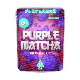 Sachets Mylar violets pré-étiquetés pour Matcha