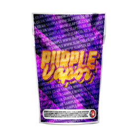 Purple Vapor Mylar Pouches Pre-Labeled