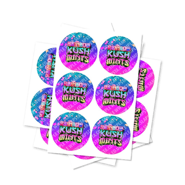 Rainbow Kush Mints Circular Stickers - SLAPSTA