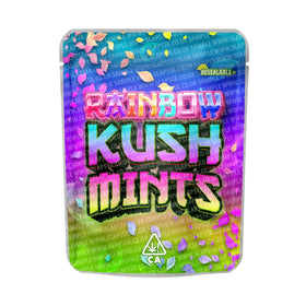 Sachets Mylar Rainbow Kush Mints pré-étiquetés