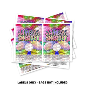 Étiquettes pour sacs Mylar Rainbow Sherbet UNIQUEMENT