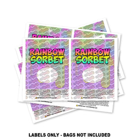 Étiquettes pour sacs Mylar Rainbow Sorbet UNIQUEMENT