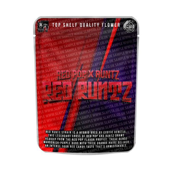 Red Runtz Mylar Pouches Pre-Labeled - SLAPSTA