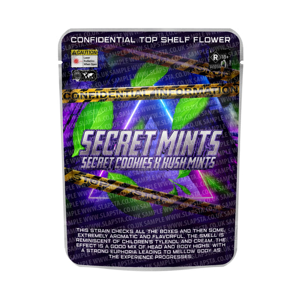 Secret Mints Mylar Pouches Pre-Labeled - 3.5g (1/8oz) / No / 16pcs