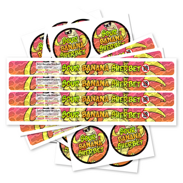 Sour Banana Sherbet Pre - Labeled 3.5g Self - Seal Tins - 60pcs