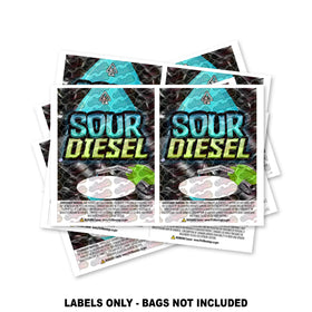 Étiquettes pour sacs Mylar Sour Diesel UNIQUEMENT