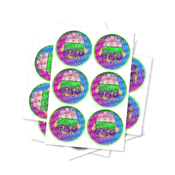 Sour GMO Circular Stickers - SLAPSTA