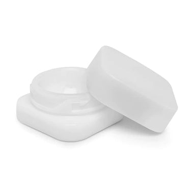 Square Glass Concentrate Containers - 10pcs / White Base / White Lid / 5ml (0.5g-1g Extract)