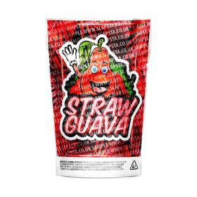 Straw Guava Mylar Pouches Pre-Labeled