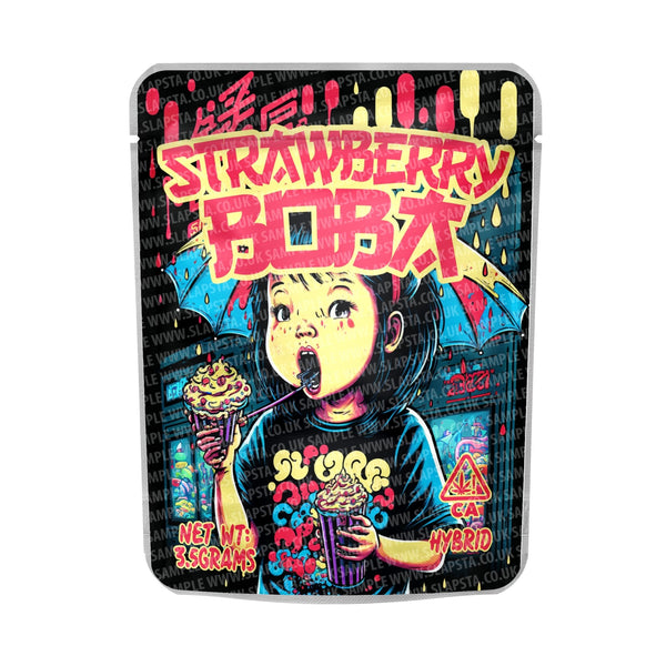 Strawberry Boba Mylar Pouches Pre-Labeled - 3.5g (1/8oz) / No / 16pcs