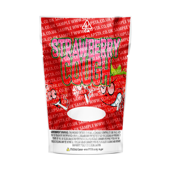 Strawberry Cough Mylar Pouches Pre-Labeled - SLAPSTA