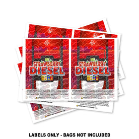 Étiquettes pour sacs en Mylar Strawberry Diesel UNIQUEMENT