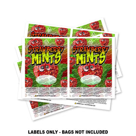 Étiquettes pour sacs Mylar Strawberry Mints UNIQUEMENT