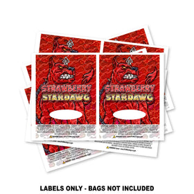 Étiquettes pour sacs en Mylar Strawberry Stardawg UNIQUEMENT