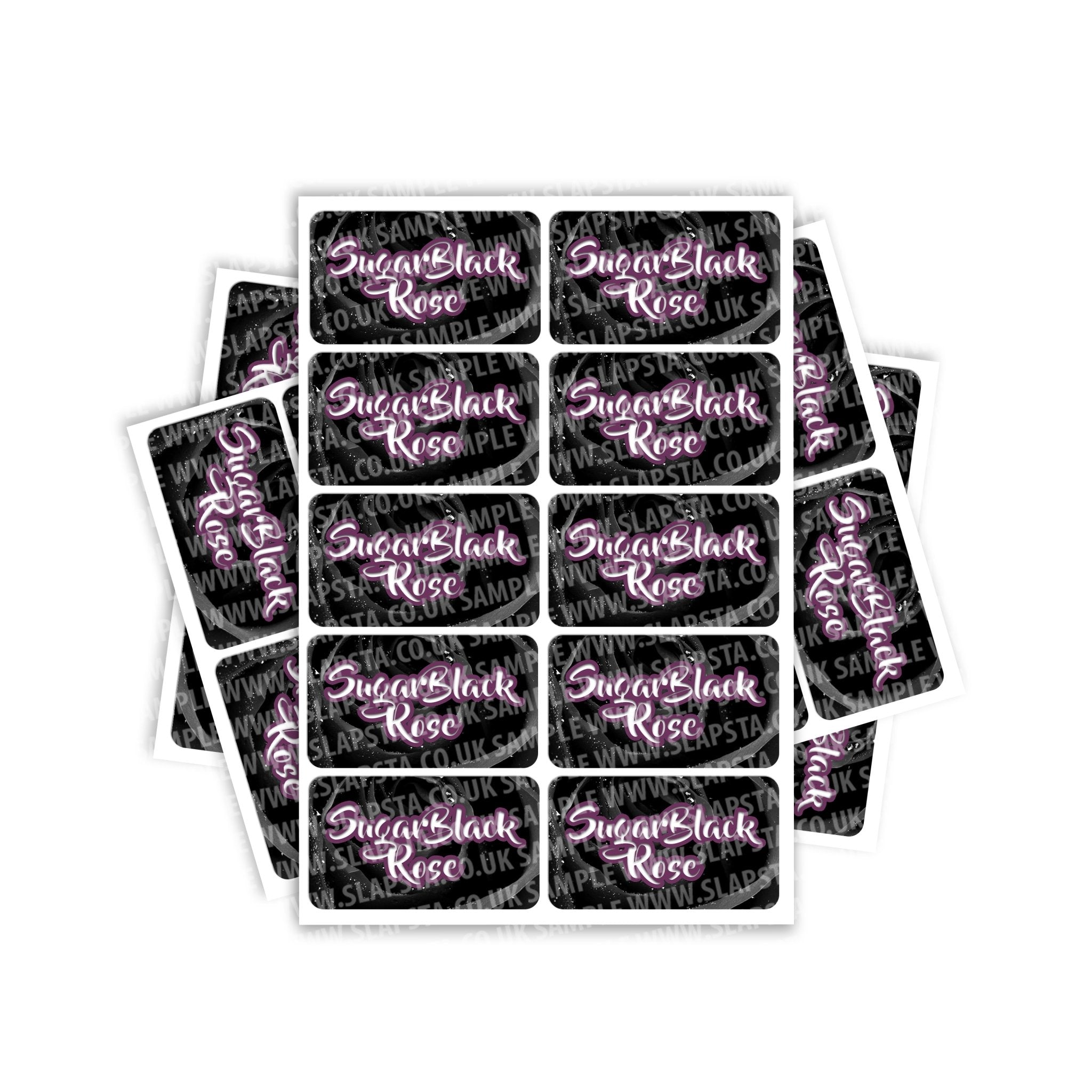 Rose Rectangle Label Sugar Black Rose Rectangle / Pre-Roll Labels - SLAPSTA