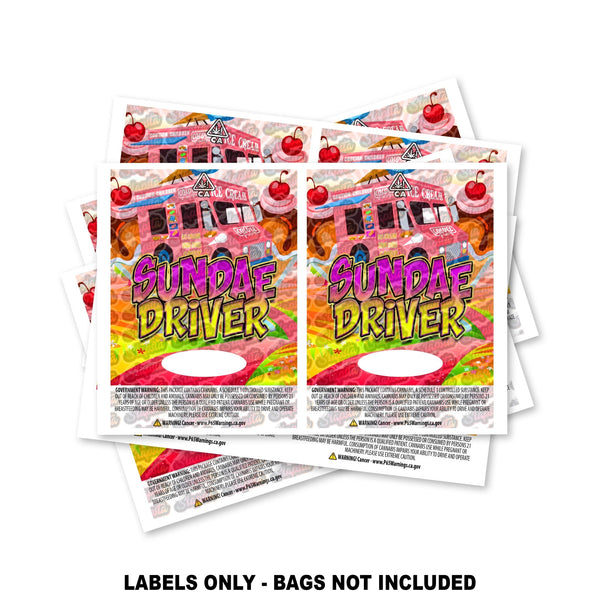 Sundae Driver Mylar Bag Labels ONLY - SLAPSTA