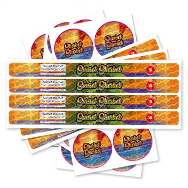 Sunset Sherbet Pre - Labeled 3.5g Self - Seal Tins - 60pcs