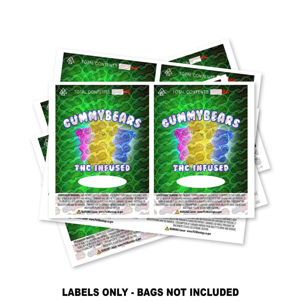 THC Infused Gummy Bears Mylar Bag Labels ONLY - SLAPSTA