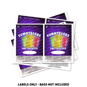 THC Infused Gummy Bears Mylar Bag Labels ONLY