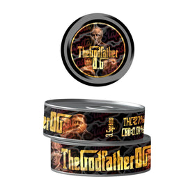 The Godfather Pre-Labeled 3.5g Self-Seal Tins