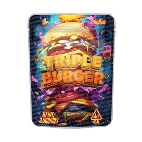 Triple Burger Mylar Pouches Pre-Labeled
