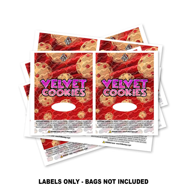 Velvet Cookies Mylar Bag Labels ONLY - SLAPSTA
