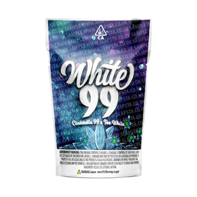 White 99 Mylar Pouches Pre-Labeled